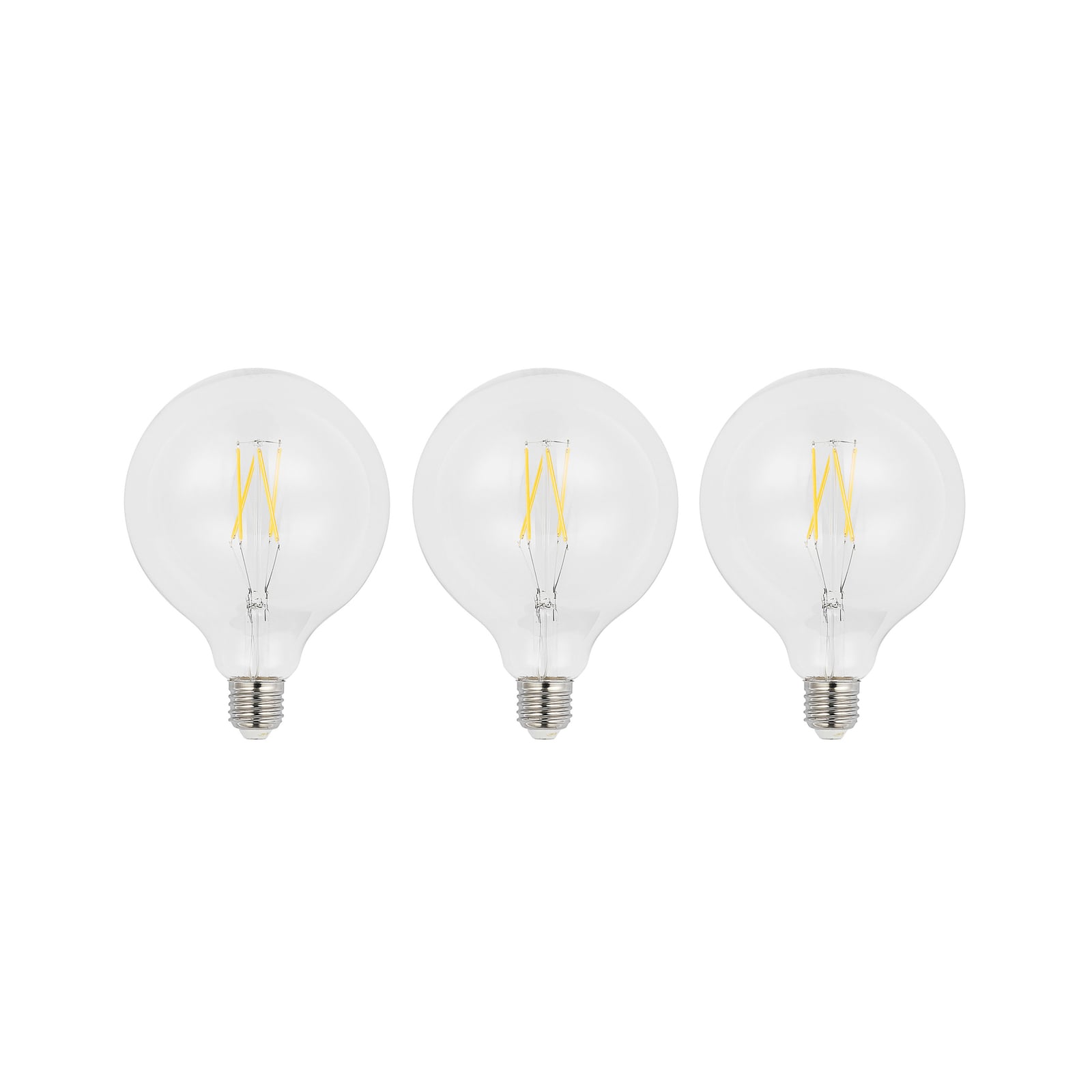 LED filamentpære E27 G125 6W 2700K dimbar klar forfra
