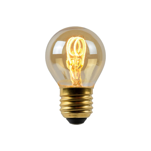 LED filamentpære E27 G45 3W 2200K dimbar amber fra Lucide forfra