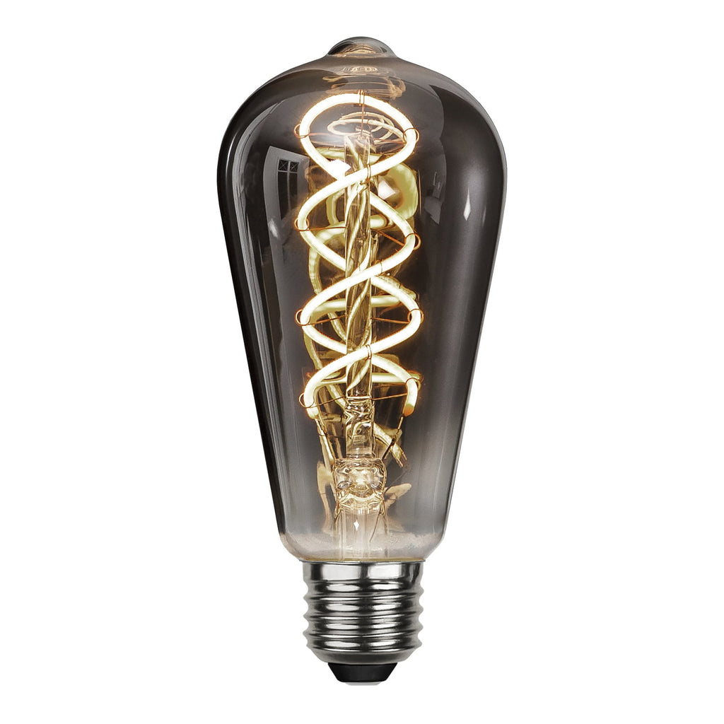 LED filamentpære E27 ST64 2W 2100K dimbar røykfarget detalj