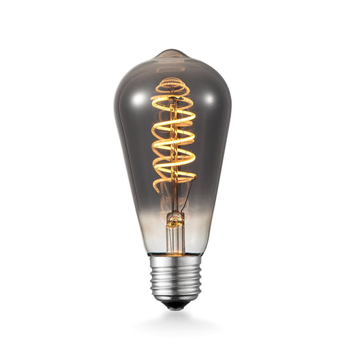 LED filamentpære E27 ST64 4W 1800K dimbar titan - Lucande forfra