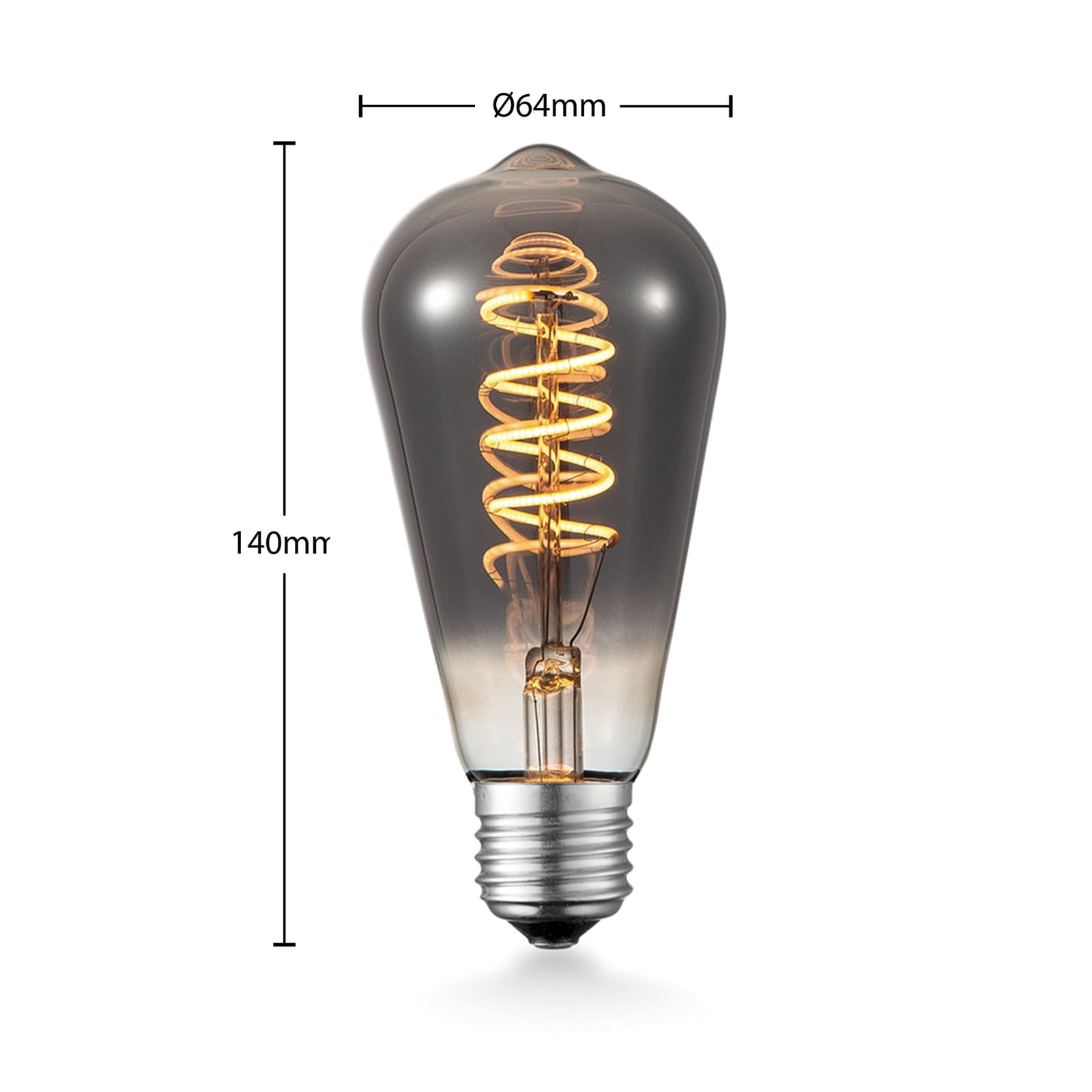 LED filamentpære E27 ST64 4W 1800K dimbar titan - Lucande bakside