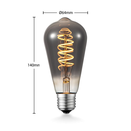 LED filamentpære E27 ST64 4W 1800K dimbar titan - Lucande bakside