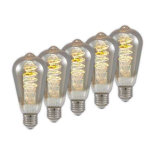 LED filamentpære E27 ST64 4W 1800K titan dimbar 5-pack forfra