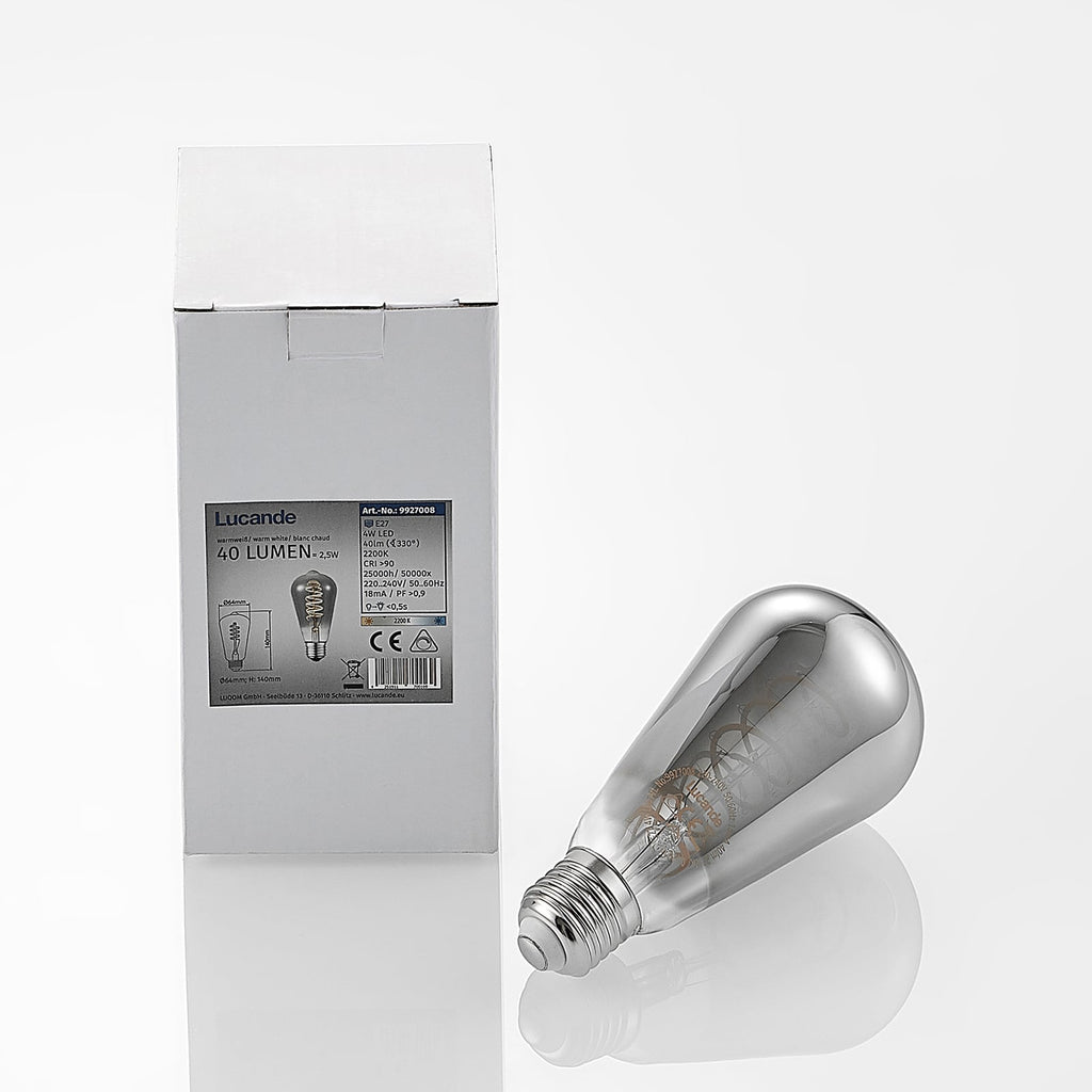 LED filamentpære E27 ST64 4W 1800K titan dimbar 5-pack lyser opp i lampe