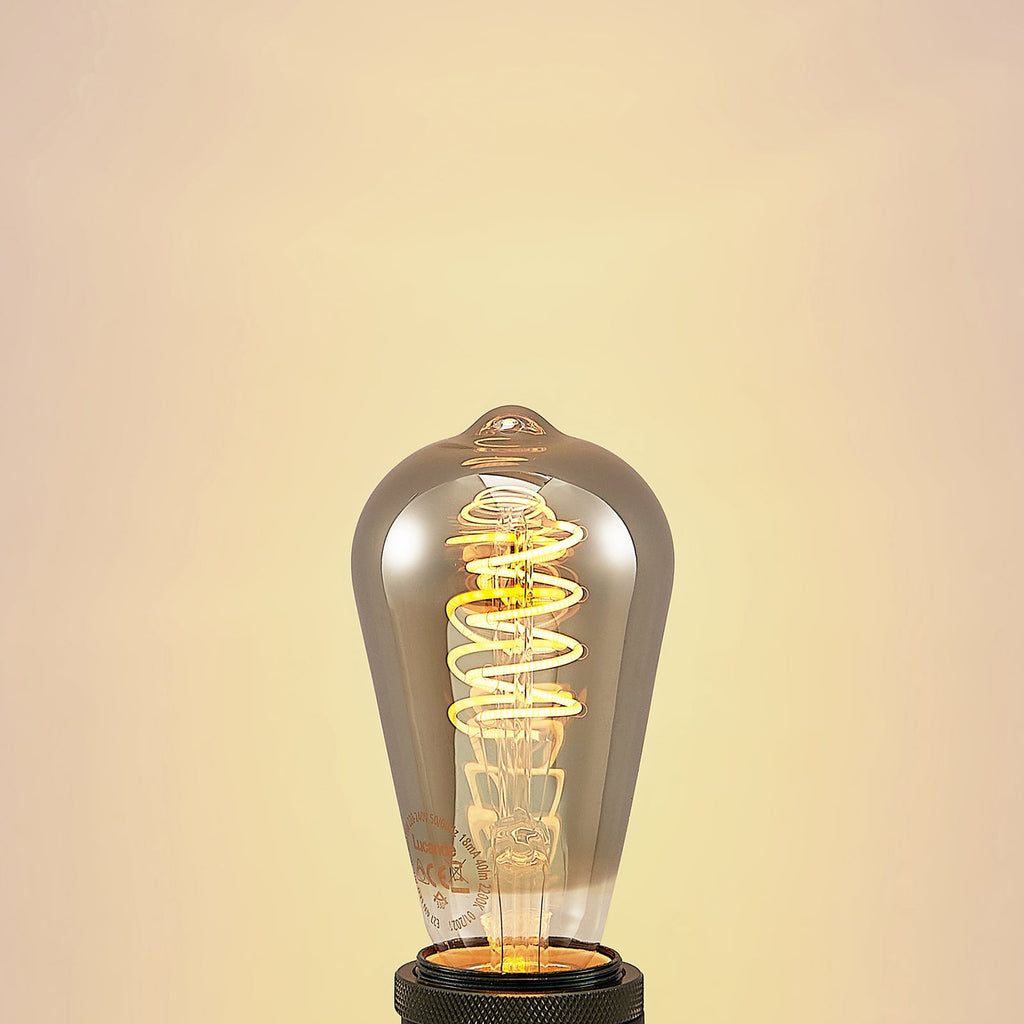 LED filamentpære E27 ST64 4W 1800K titan dimbar 5-pack sideprofil