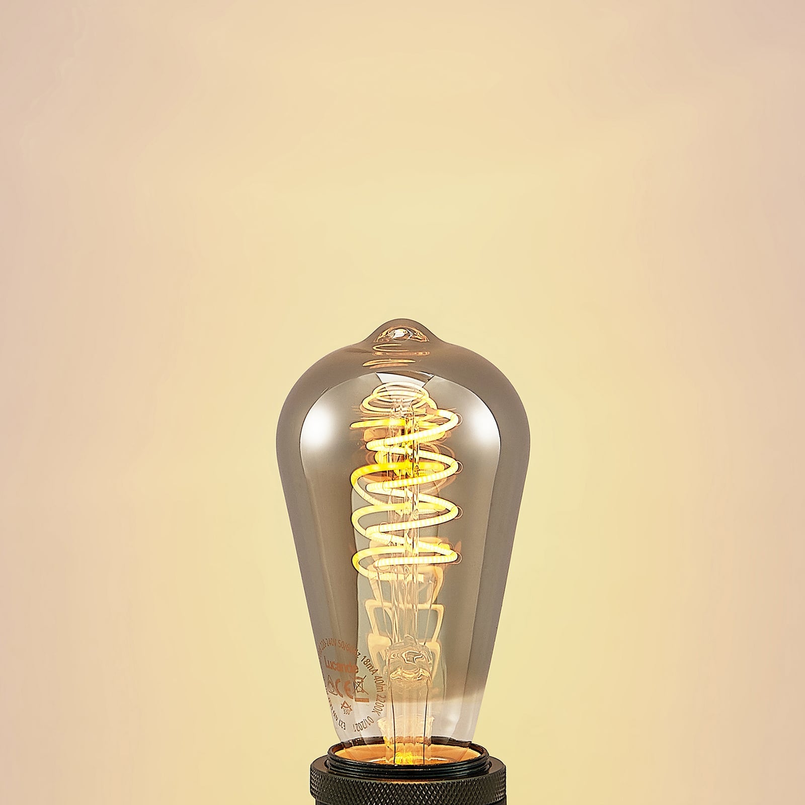 LED filamentpære E27 ST64 4W 1800K titan dimbar 5-pack sideprofil