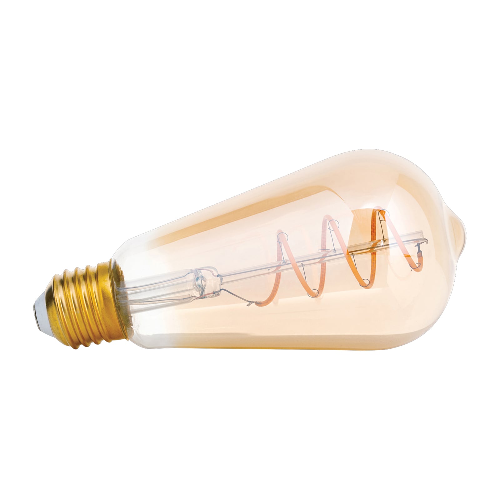 LED filamentpære E27 ST64 4W 2200K dimbar ravfarget glass forfra