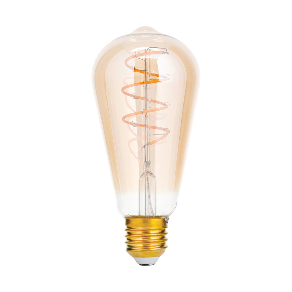 LED filamentpære E27 ST64 4W 2200K dimbar ravfarget glass bakside