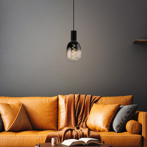 LED filamentpære E27 T120 4W 1800K dimbar røykfarget bakside