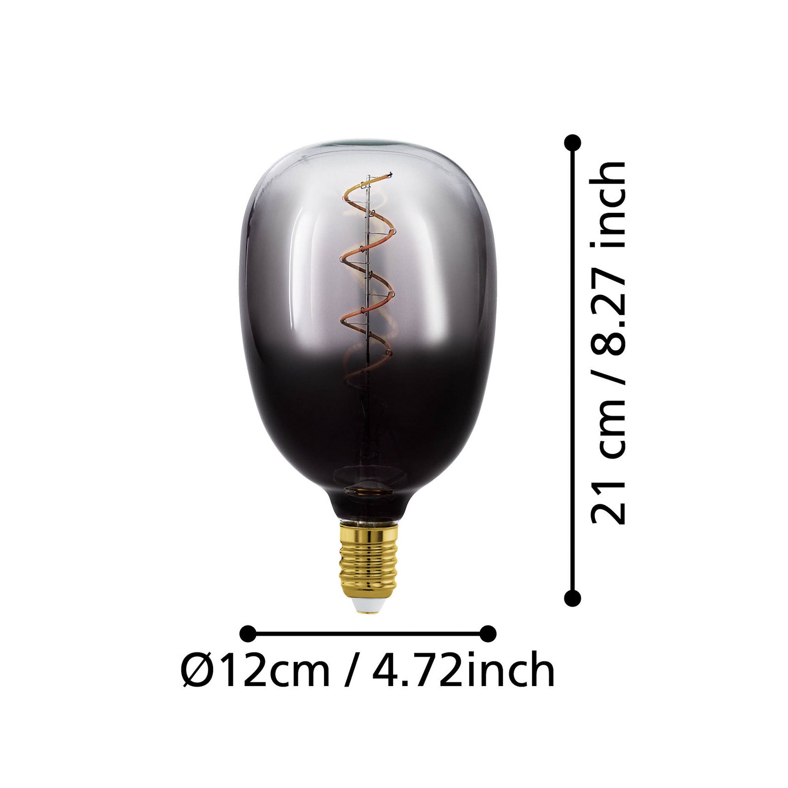 Detalj av LED filamentpære E27 T120 4W 1800K dimbar røykfarget