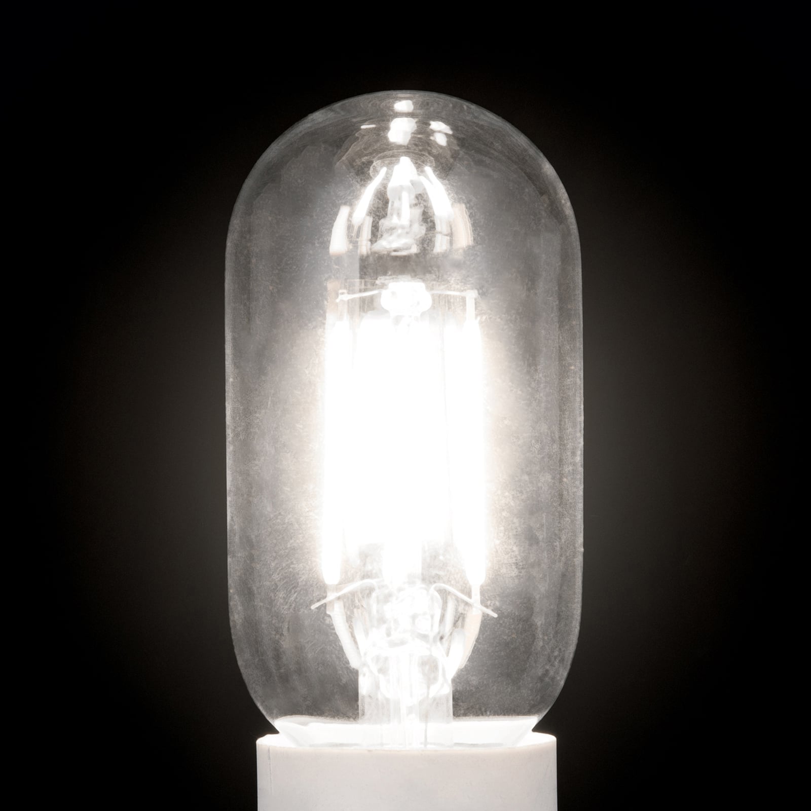 LED filamentpære E27 T45 8W 2700K dimbar klar - ORION montert i lampe