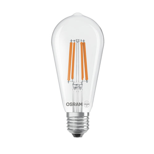 LED filamentpære Edison E27 2,2W 2700K klar 470lm fra OSRAM forfra