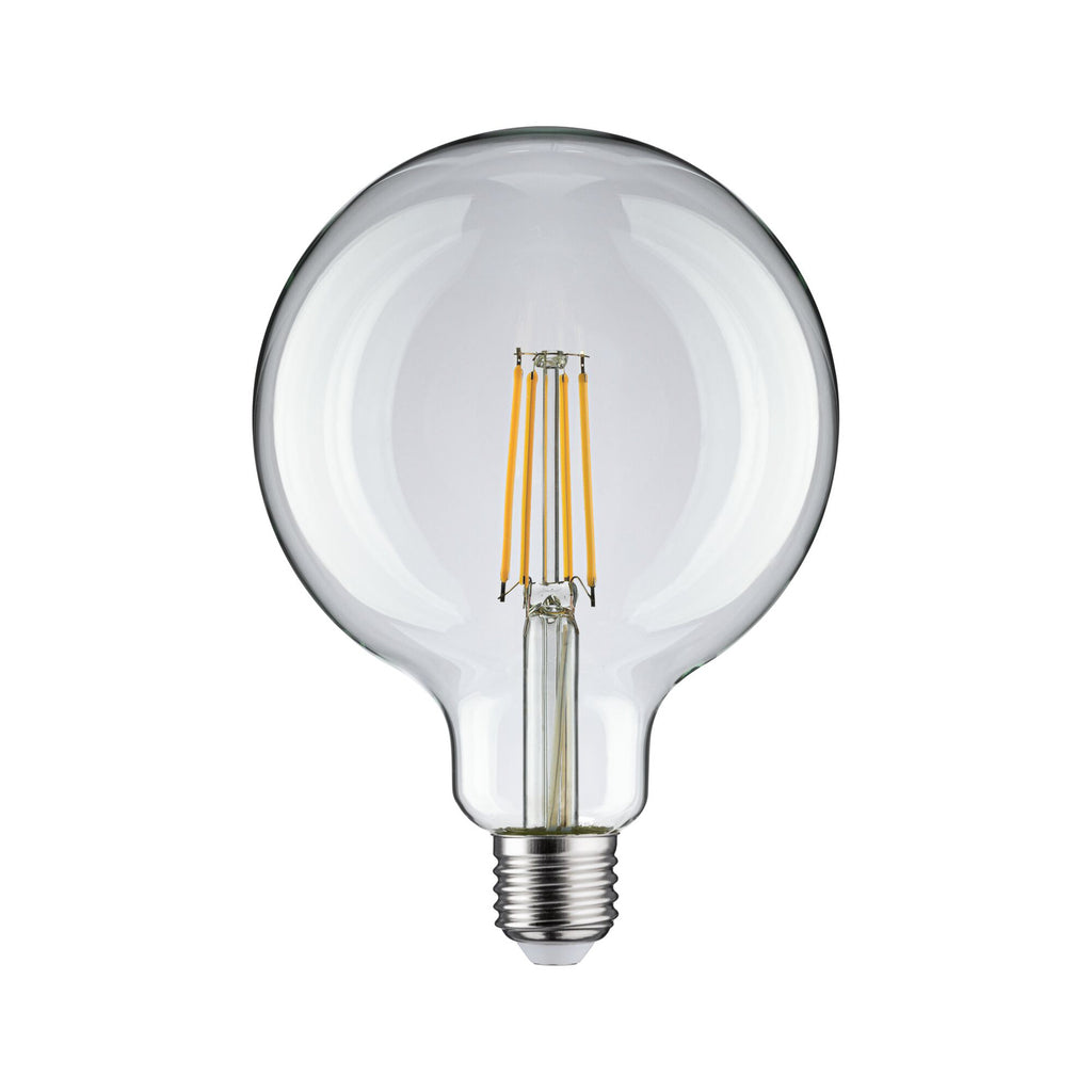 LED filamentpære G125 E27 9W 2700K 1055 lm klar Pauleen forfra