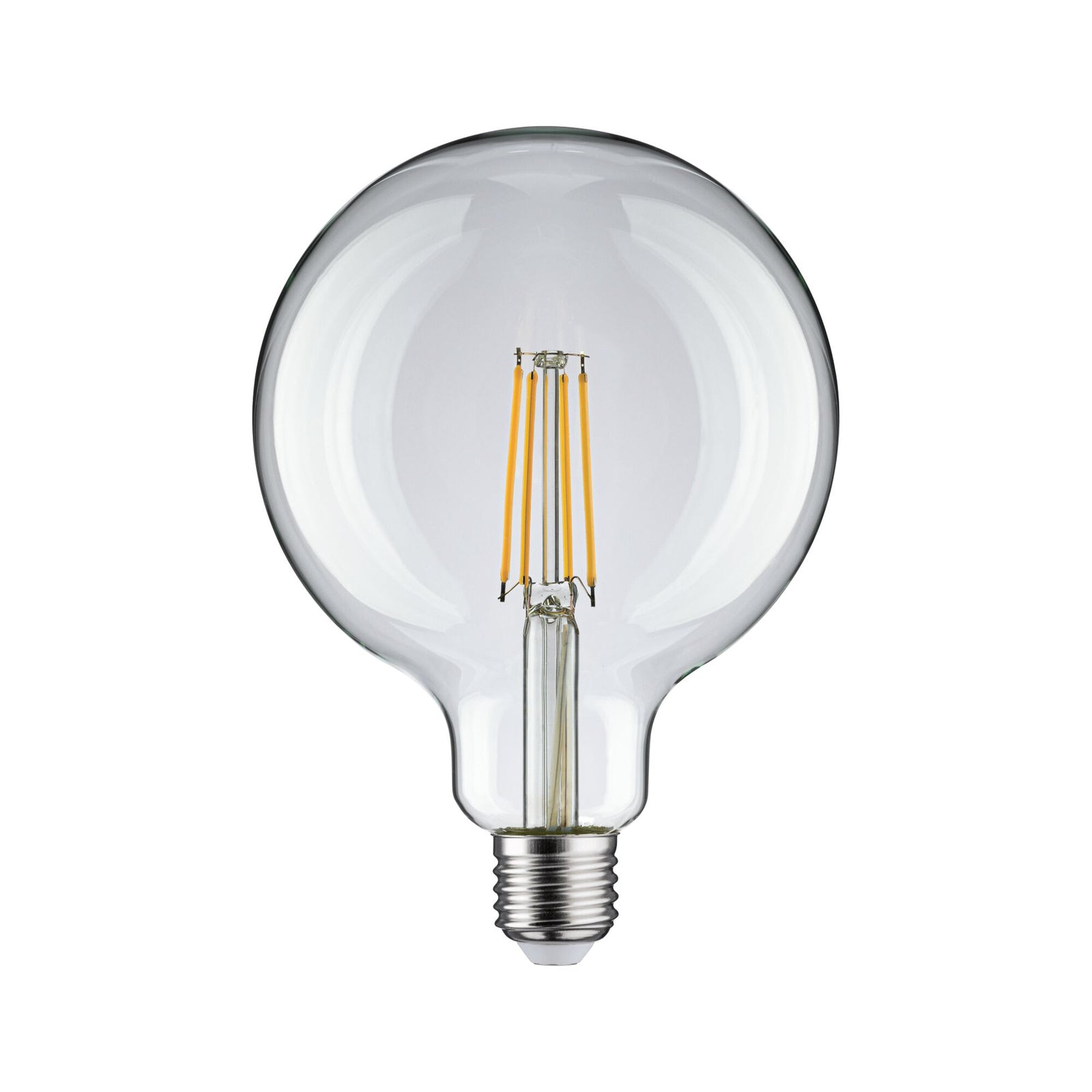 LED filamentpære G125 E27 9W 2700K 1055 lm klar Pauleen forfra