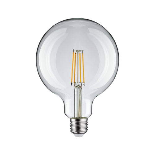 LED filamentpære G125 E27 9W 2700K 1055 lm klar Pauleen forfra