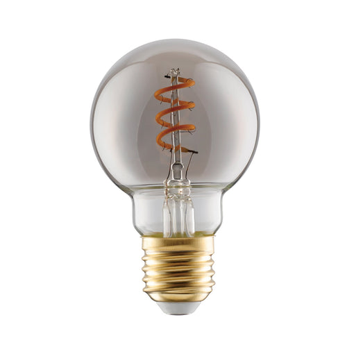 LED filamentpære G60 E27 4W 2000K dimbar røykfarget glass forfra