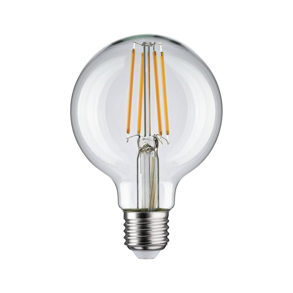 LED filamentpære G80 E27 7,5W 2700K klar detalj filament