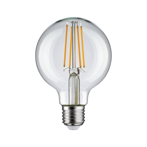 LED filamentpære G80 E27 7,5W 2700K klar detalj filament