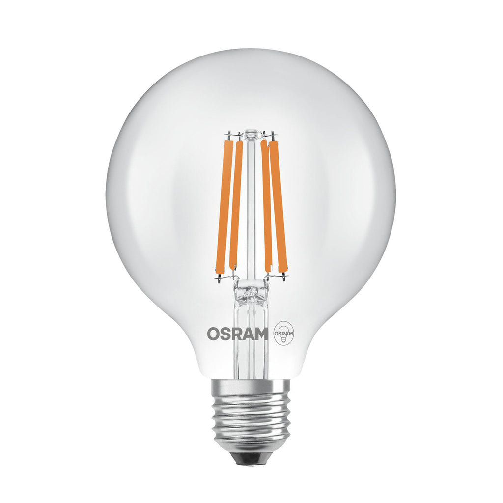 LED filamentpære Globe G95 E27 5W 4000K klar OSRAM forfra