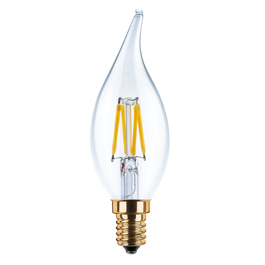 LED filamentpære kronelysform E14 3W 2200K dimbar SEGULA forfra