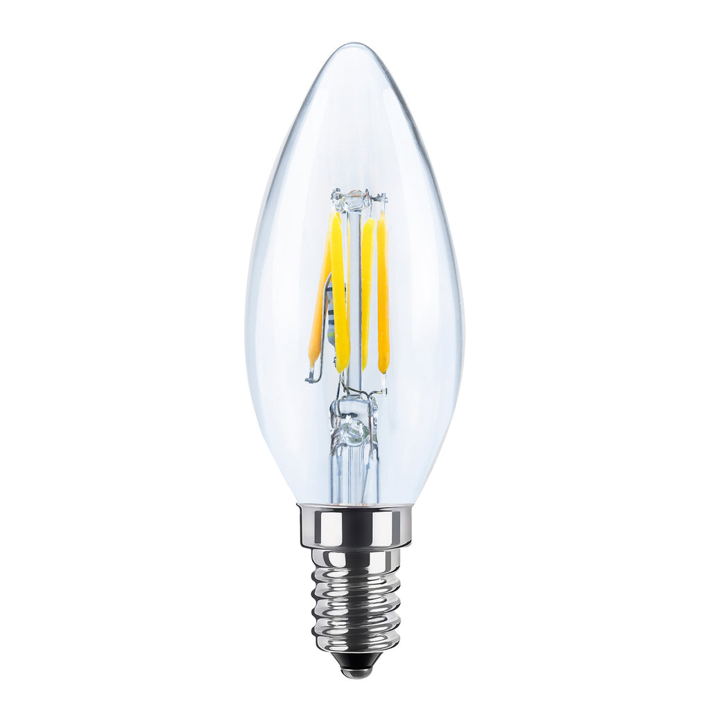 LED filamentpære kronelysform E14 3W 2700K dimbar 24V klar - SEGULA forfra