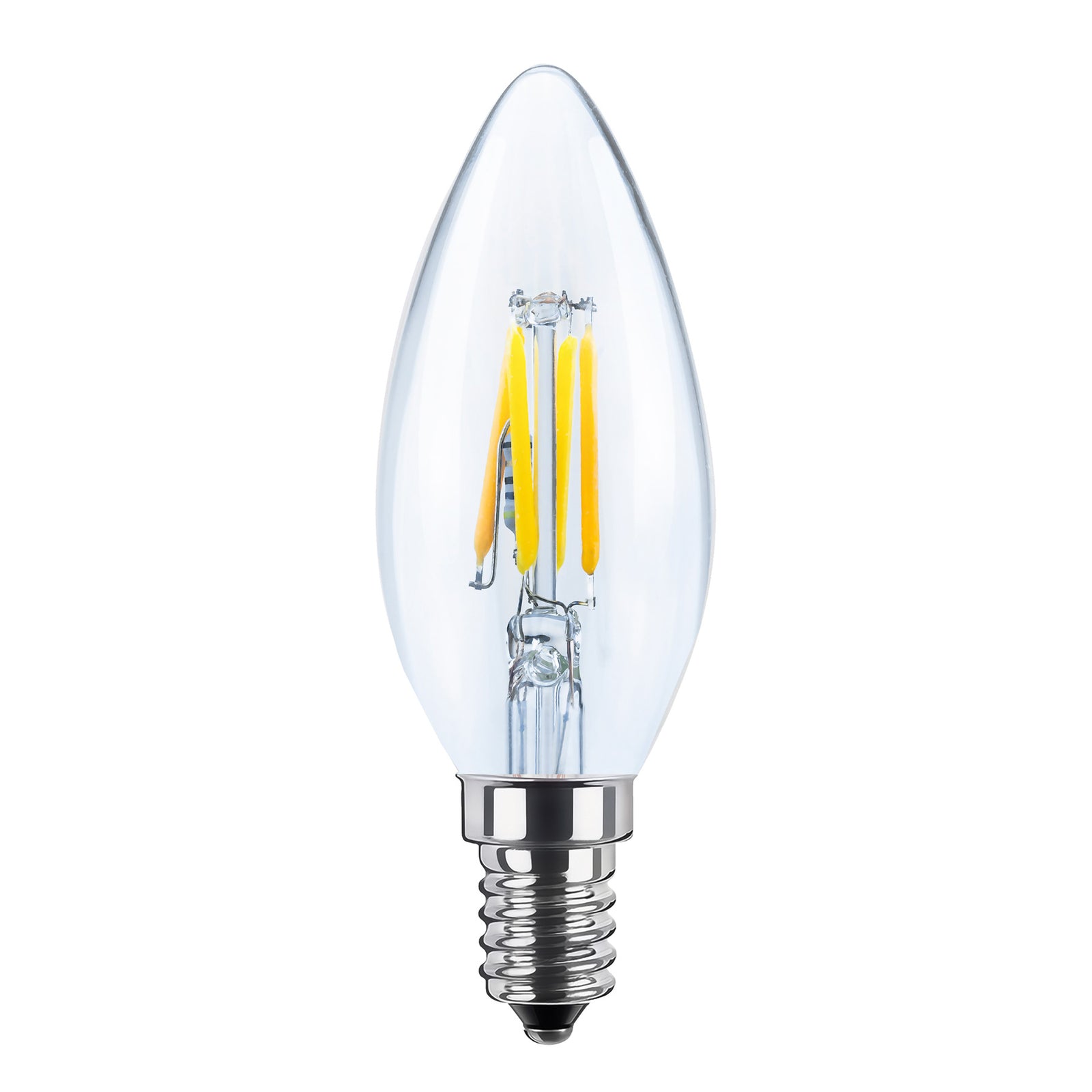 LED filamentpære kronelysform E14 3W 2700K dimbar 24V klar - SEGULA forfra