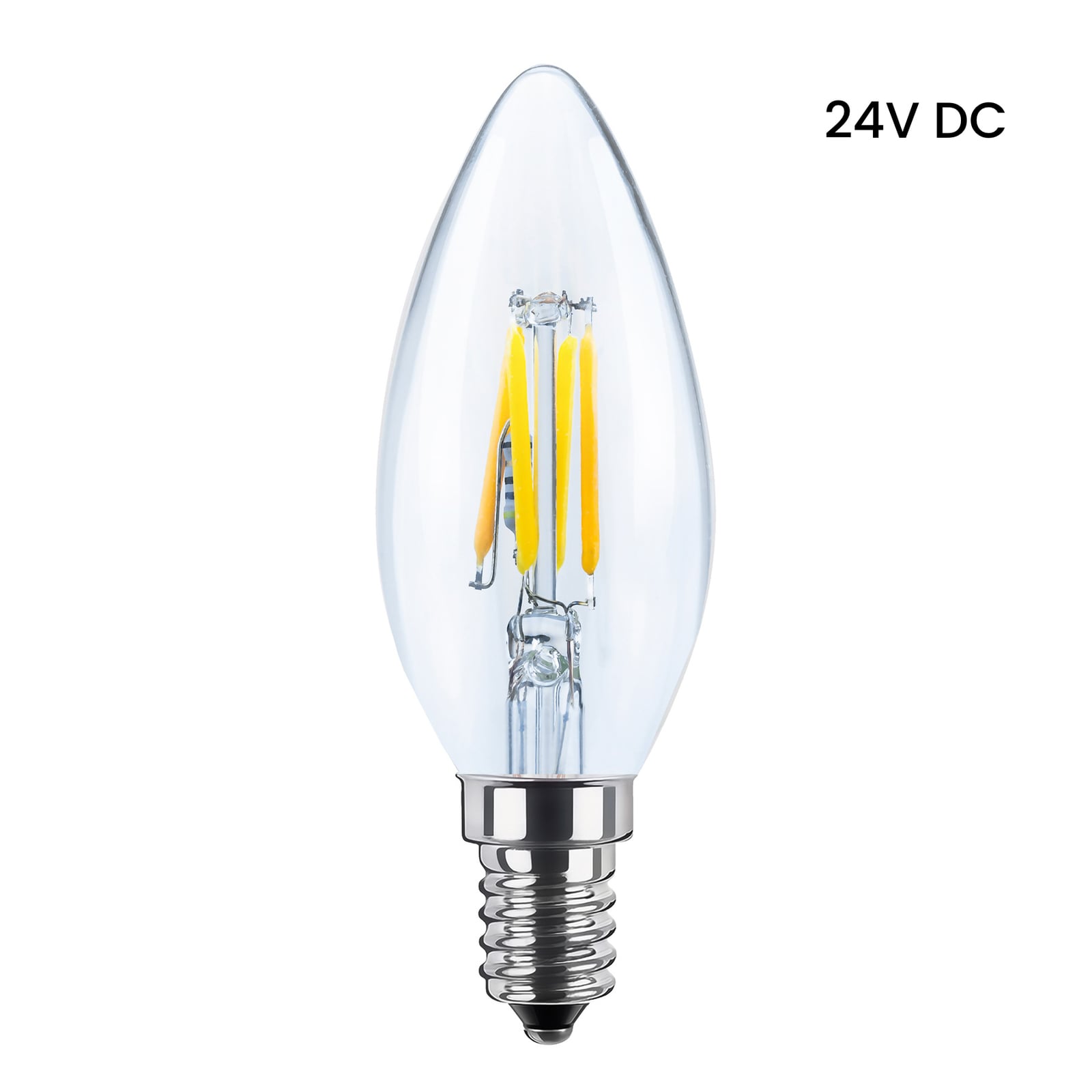 LED filamentpære kronelysform E14 3W 2700K dimbar 24V klar - SEGULA detalj