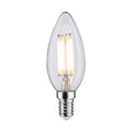 LED filamentpære kronelysform E14 4,8W 4000K klar Paulmann forfra