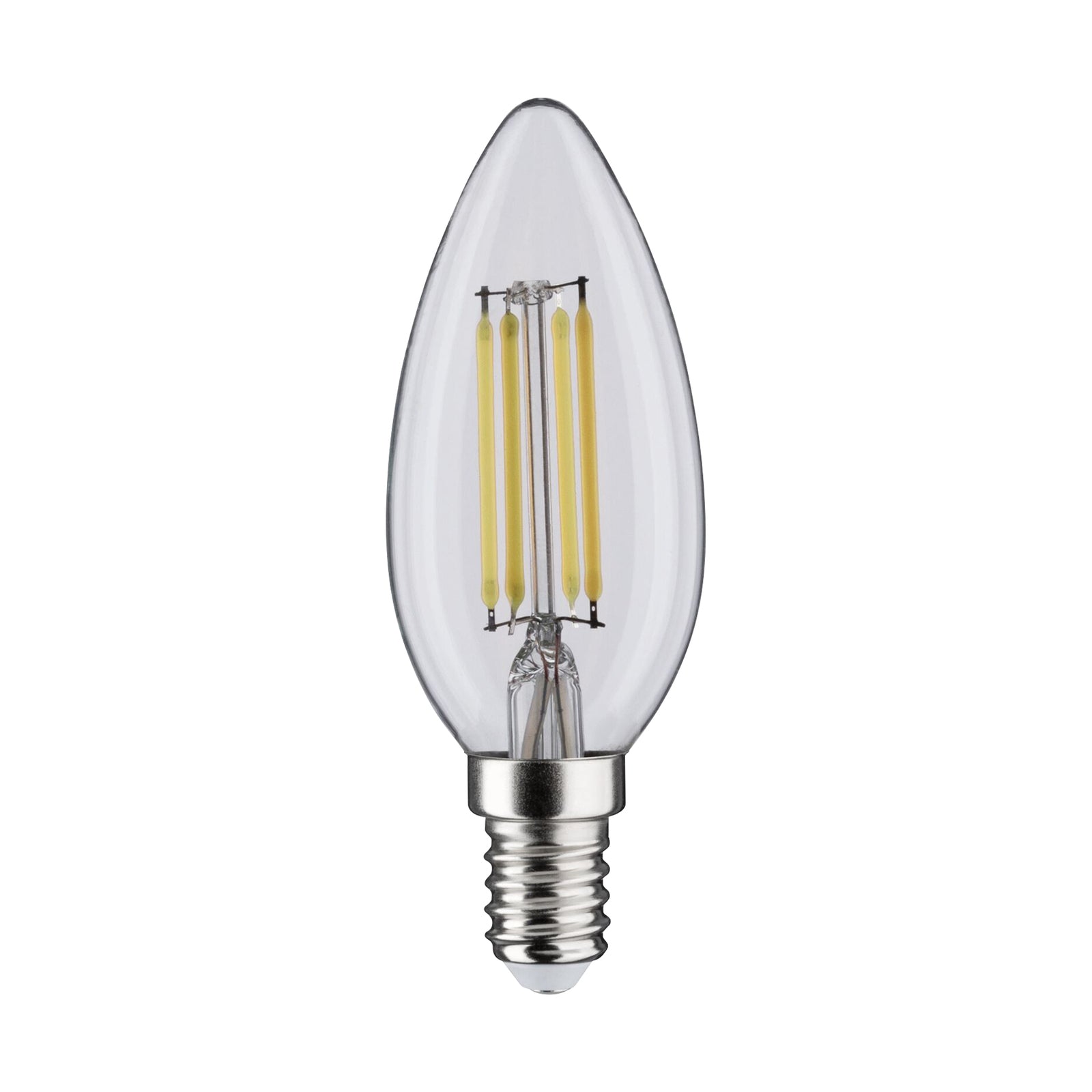 LED filamentpære kronelysform E14 4,8W 4000K klar Paulmann bakside