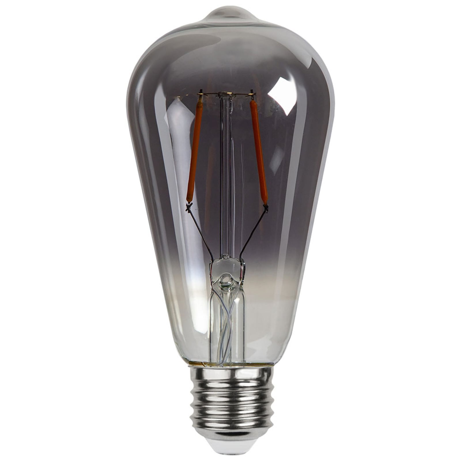 Bakside av LED filamentpære ST64 E27 1,8W 2100K røykfarget glass