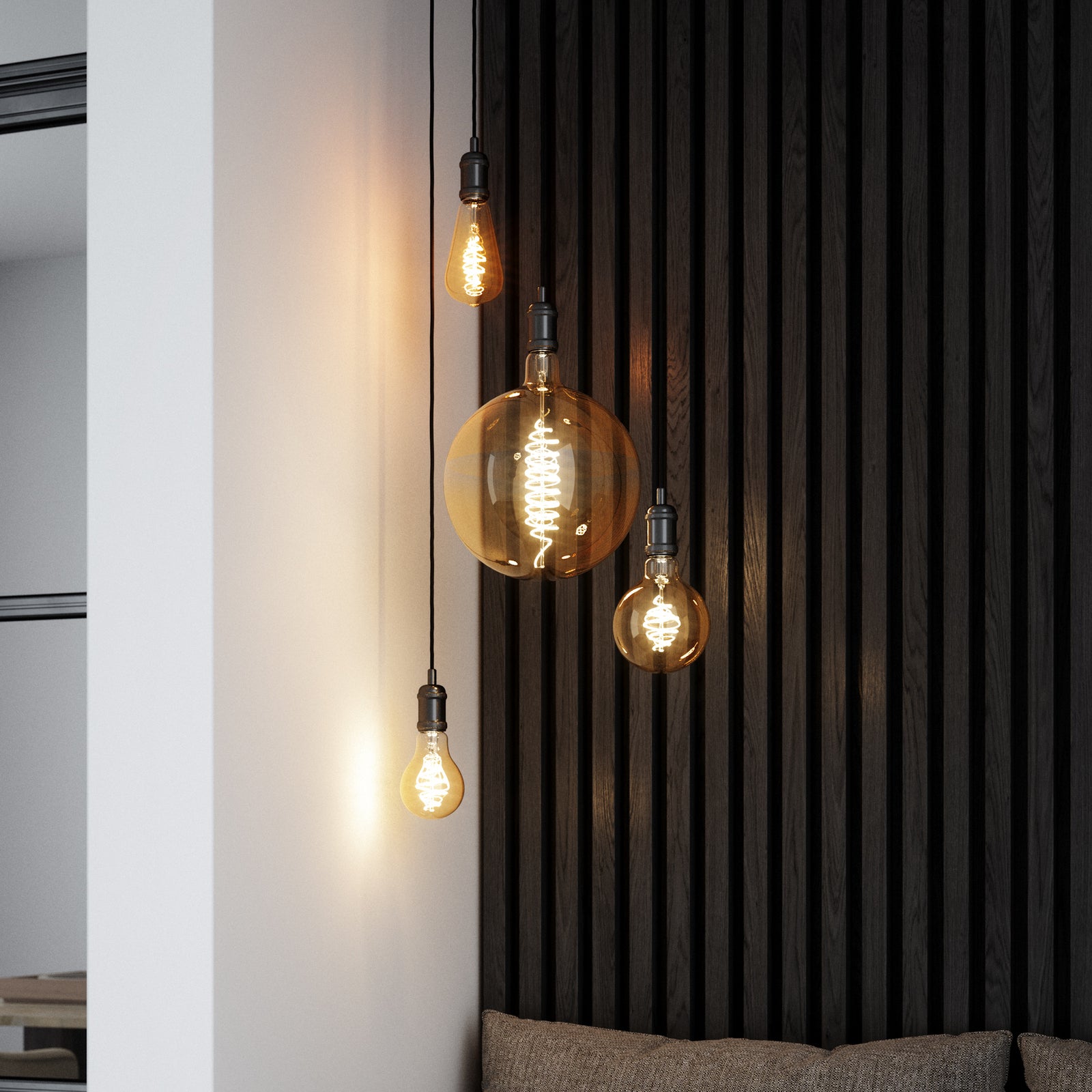 Detaljbilde av LED filamentpære ST64 Edison E27 4,7W 2200K dimbar amber
