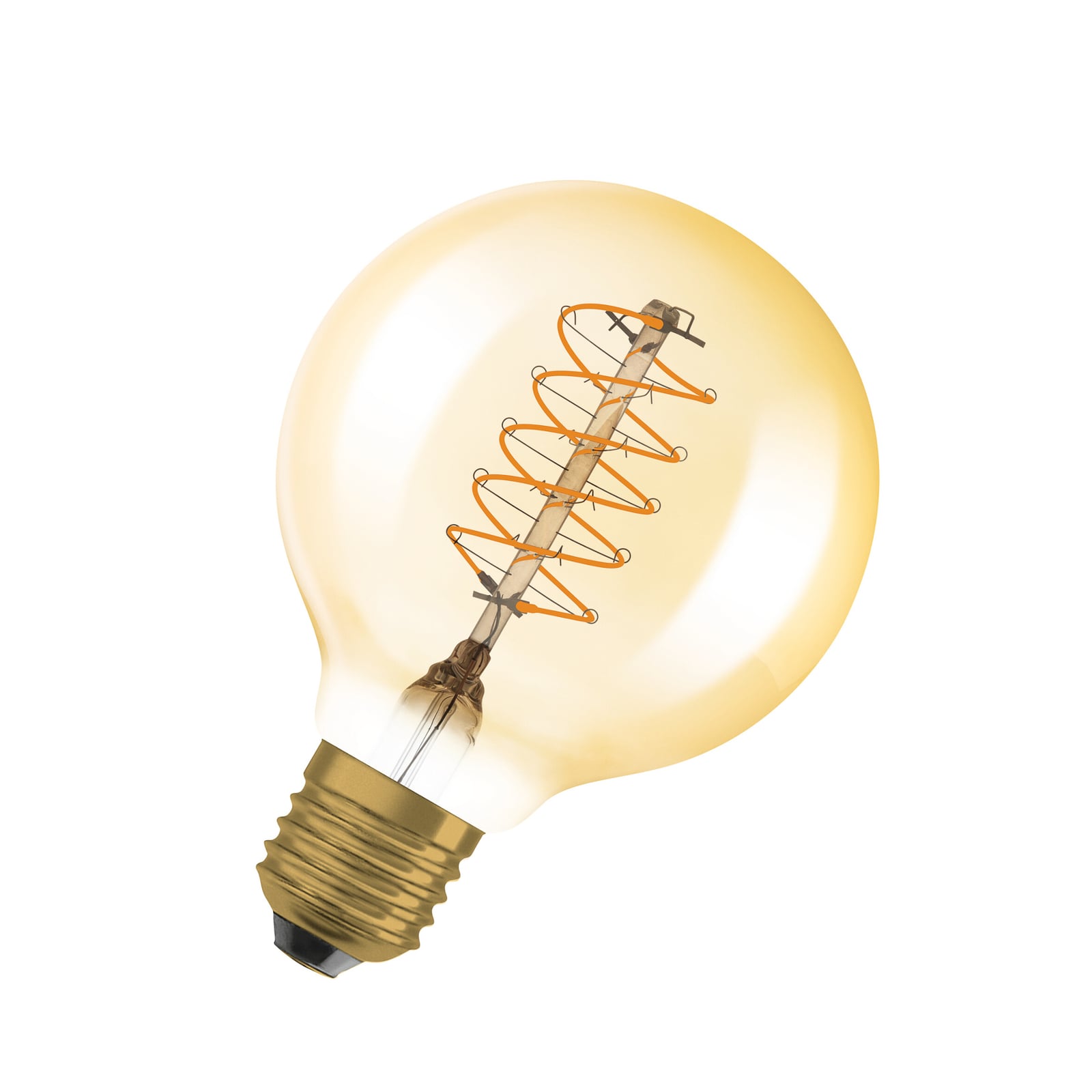 LED filamentpære Vintage 1906 G80 E27 7W 2200K gull dimbar forfra