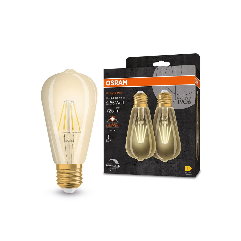 LED filamentpære Vintage 1906 ST64 E27 6,5W dimbar montert i lampe