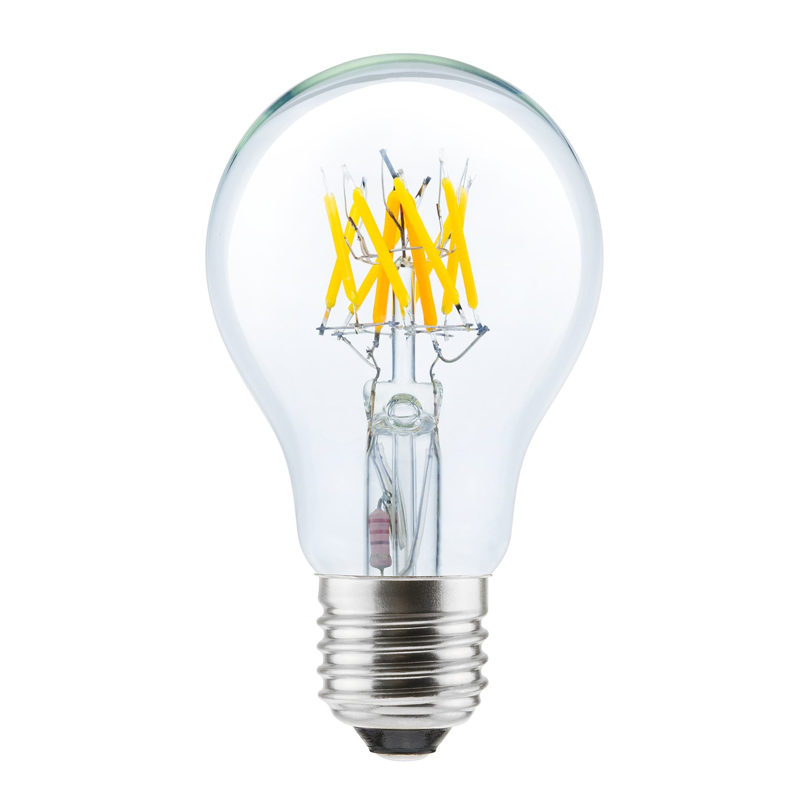 LED filamentpære 24V DC E27 6W 2700K dimbar klar forfra