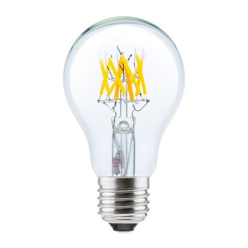 LED filamentpære 24V DC E27 6W 2700K dimbar klar forfra