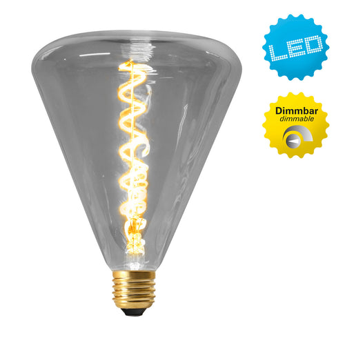 LED filamentpære Dilly E27 4W 2200K dimbar grå tonet glass bakside