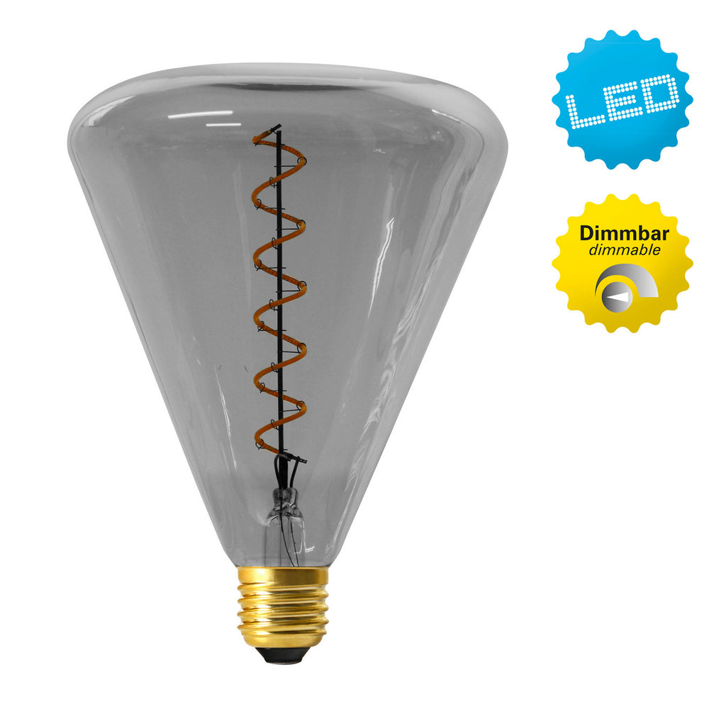 LED filamentpære Dilly E27 4W 2200K dimbar grå tonet glass detalj
