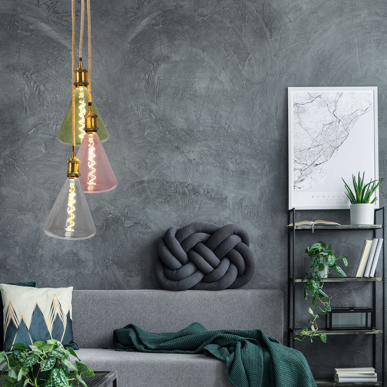 LED filamentpære Dilly E27 4W 2200K dimbar grå tonet glass montert
