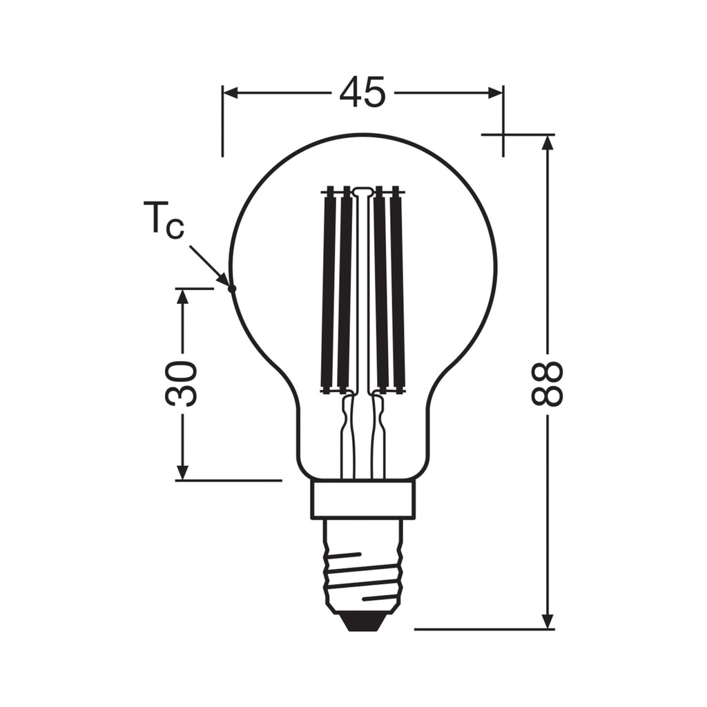 LED filamentpære dråpeform E14 2,2W 4000K klar OSRAM bakside