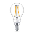 LED filamentpære dråpeform E14 2,5W 2700K dimbar klar Ra90 Philips forfra