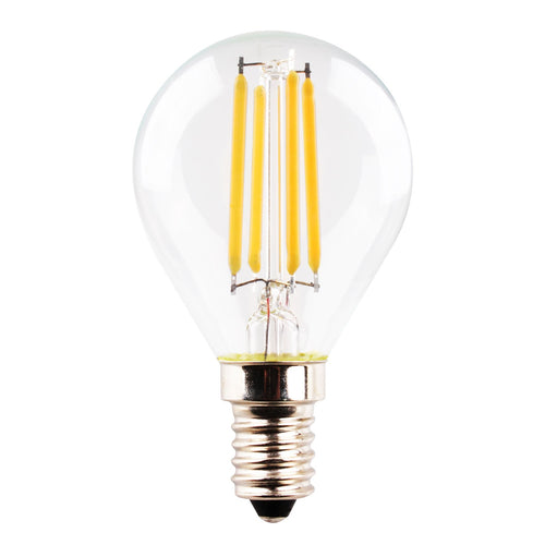 LED filamentpære dråpeform E14 4W 2700K varmhvit klar Müller-Licht forfra