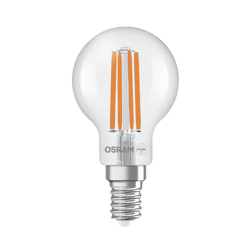 LED filamentpære dråpeform E14 2,2W 2700K 470lm OSRAM forfra