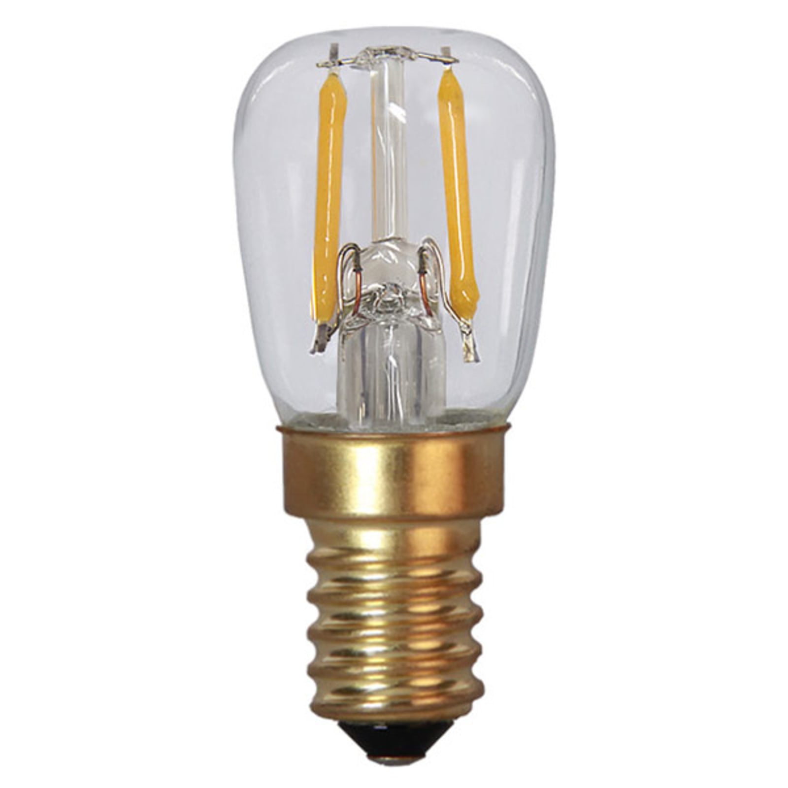LED filamentpære E14 1,4W 2100K dimbar klar glass - STAR TRADING forfra