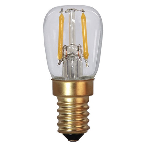 LED filamentpære E14 1,4W 2100K dimbar klar glass - STAR TRADING forfra