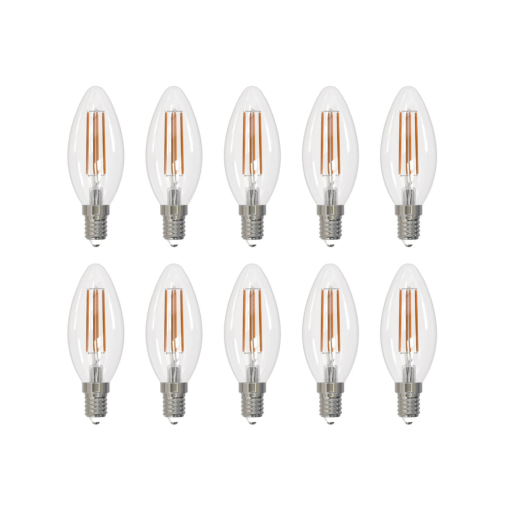 LED filamentpære E14 2,2W 3000K kronelysform klar 10-pk forfra