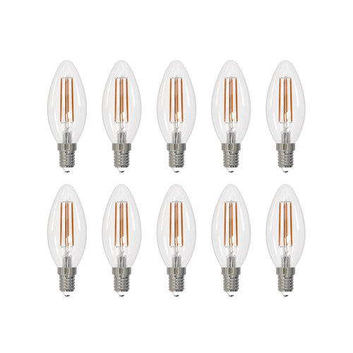LED filamentpære E14 2,2W 3000K kronelysform klar 10-pk forfra