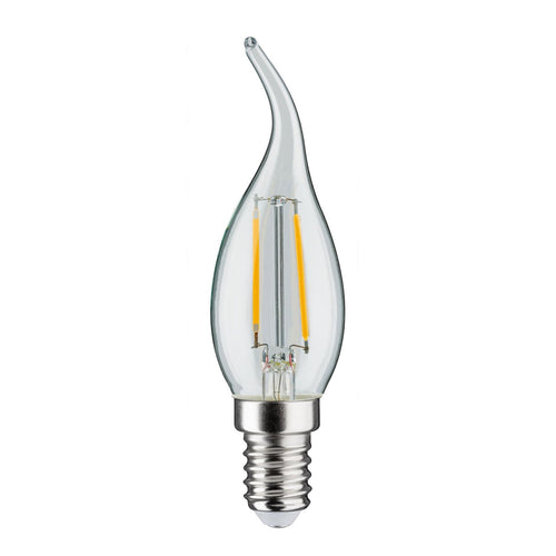 LED filamentpære E14 2,8W 2700K kronelysform klar dimbar Paulmann bakside