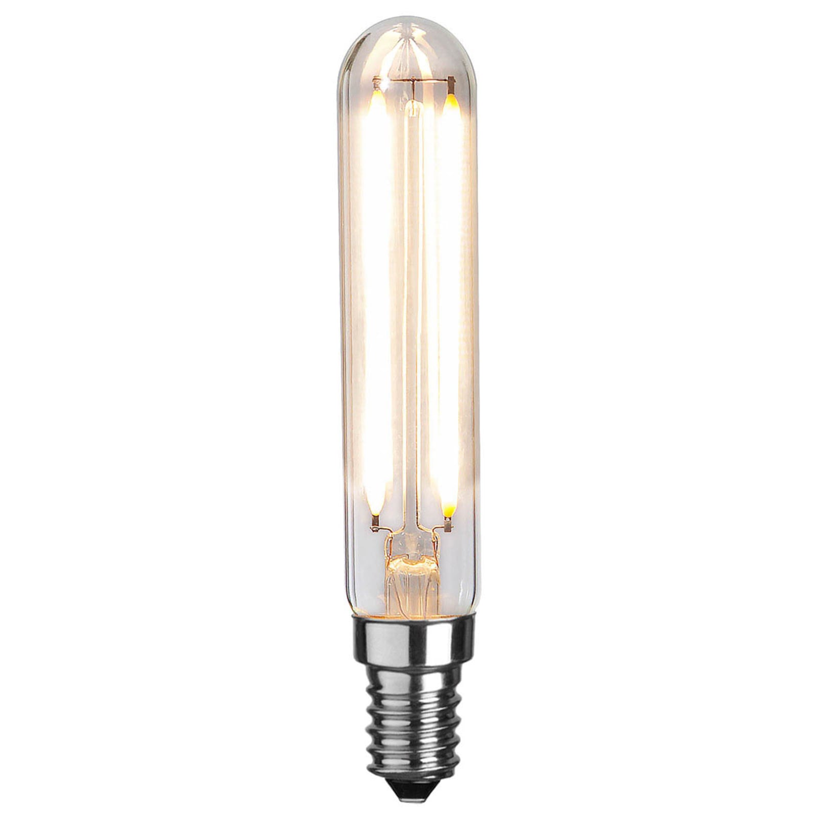 LED filamentpære E14 3,3W 2700K rørform Ra90 dimbar STAR TRADING forfra