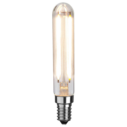 LED filamentpære E14 3,3W 2700K rørform Ra90 dimbar STAR TRADING forfra