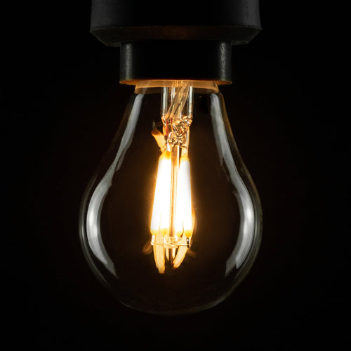 LED filamentpære E14 3W 2200K dimbar klar dråpeform foran